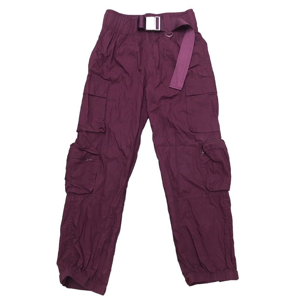 Vitality The Noa Cargo Pants Women's S Wine Purple‎ Belt Pockets *no chain